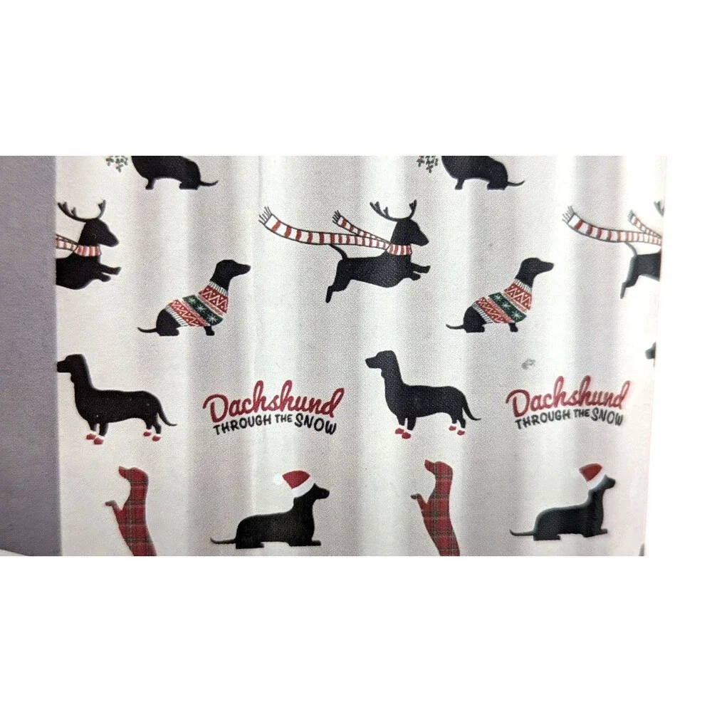 Holiday Cottage Dachshunds Through the Snow Shower Curtain and Hooks Bath Gift